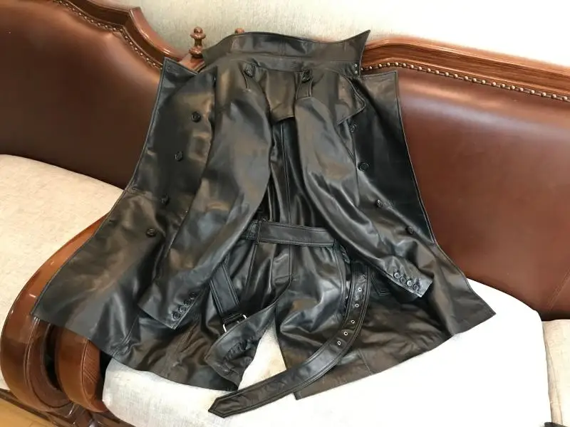 Sale So tender!Only 37 pieces!Exported to Japan!Italy without coating lamb skin leather leather male long windbreaker 21