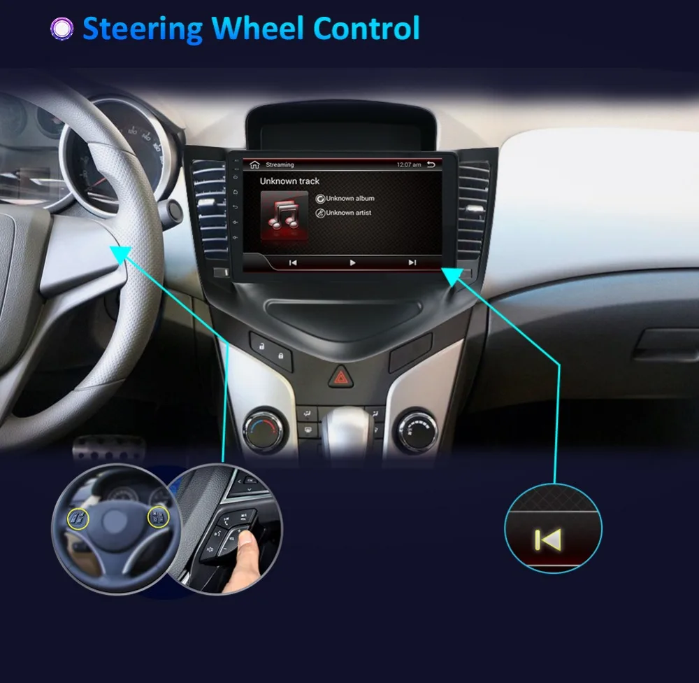 Top 2 din Android 9.0 car dvd gps player for Chevrolet Cruze 2009-2014 with radio gps navigation support mirror link steering wheel 4