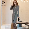 2022 New Arrival Women's Dresses Fashion Straight Plaid Sweet Ruffles Elegance Turn-Down Collar Full Sleeve Clothing D87001Y ► Photo 1/5
