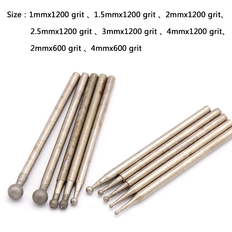 5pcs 2.35mm Shank Round Diamond Spherical Polishing Grinding Head Mounted Points Drill Bit for Jade Dremel Rotary Tools F Needle 5pcs 2.35mm Shank Round Diamond Spherical Polishing Grinding Head Mounted Points Drill Bit for Jade Dremel Rotary Tools F Needle
