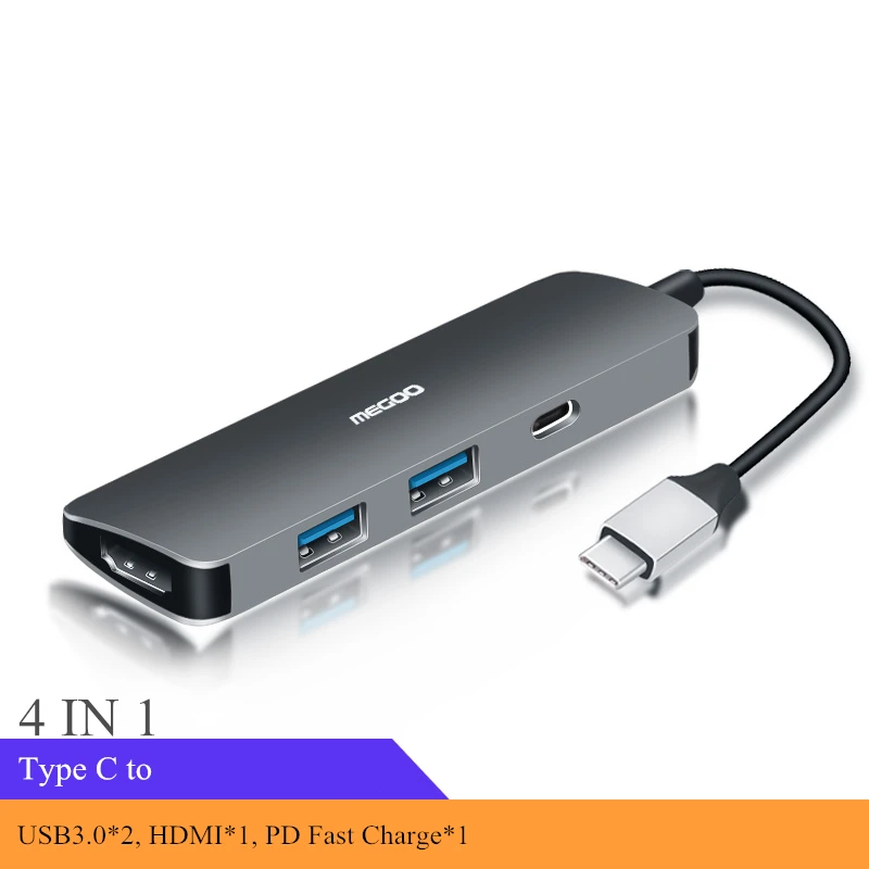 Megoo USB C концентратор док-станция для ноутбука type C концентратор для USB3.0/PD зарядка/HDMI/гигабитная энтернет док-станция