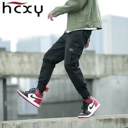 HCXY 2018 осенние Брендовые мужские брюки хип-хоп джоггеры брюки мужские s джоггеры однотонные шаровары с карманами Брюки тренировочные брюки