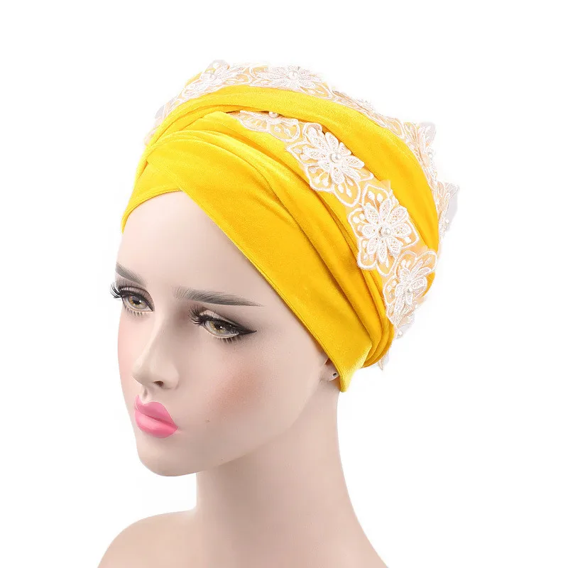 

Helisopus New Lace Flower Velvet Headscarf for Women Inner Hijabs Muslim Extra Long Women Headwrap Fashion Hair Accessories