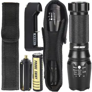 

G700 X800 LED Zoom Military Grade Tactical Flashlight Battery portable outdoor adventure travel lighting flashlight #4A19