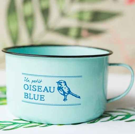 

Enamel Cup Tea Coffee Vintage Instant Noodle Pot Bowl Antique