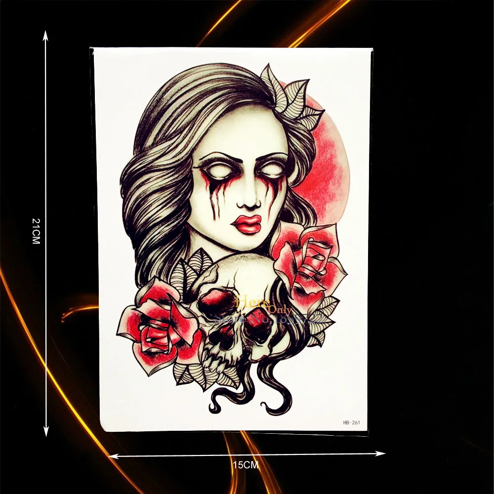 1PC Halloween Body Art Temporary Tattoo Sticker Women Ghost Bleeding