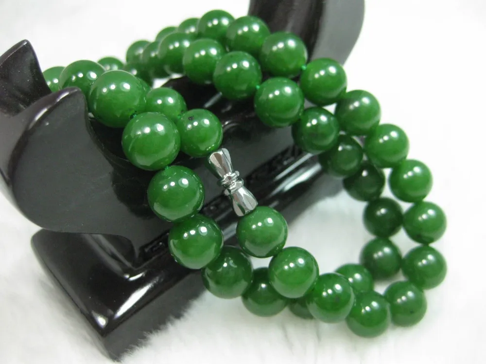 

Jewelry 001117 NATURE BEAUTIFUL GRADE AAA CHINA HeTian JADE EMERALD GREEN NECKLACE 18INCH