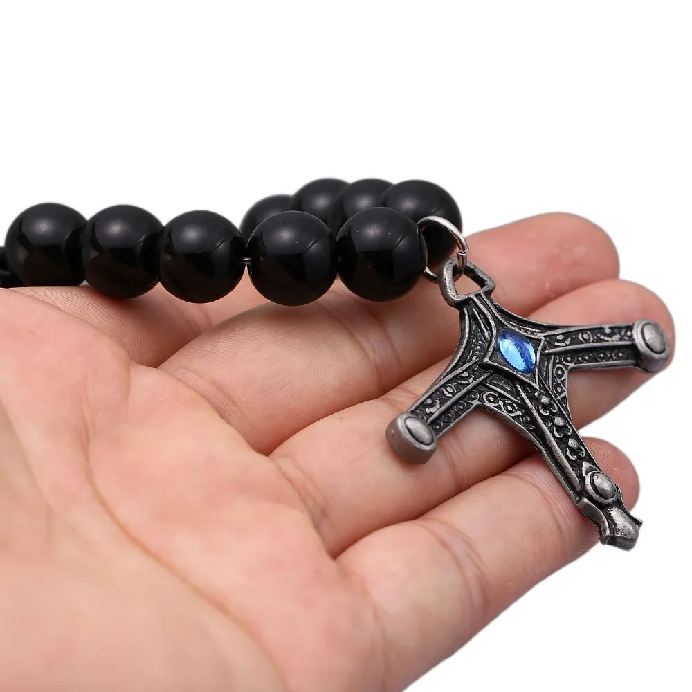 

Bloodborne Bracelets Hot Game Natural Black Onyx Beads Bracelet Men Women Bangle Jewelry