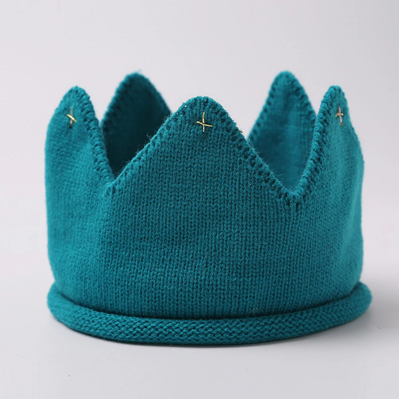 BalleenShiny вязаная Корона головная повязка шапка подарок на день рождения для детей реквизит для фотографий милые новые модные детские аксессуары для волос Детские головные уборы - Цвет: Blue A