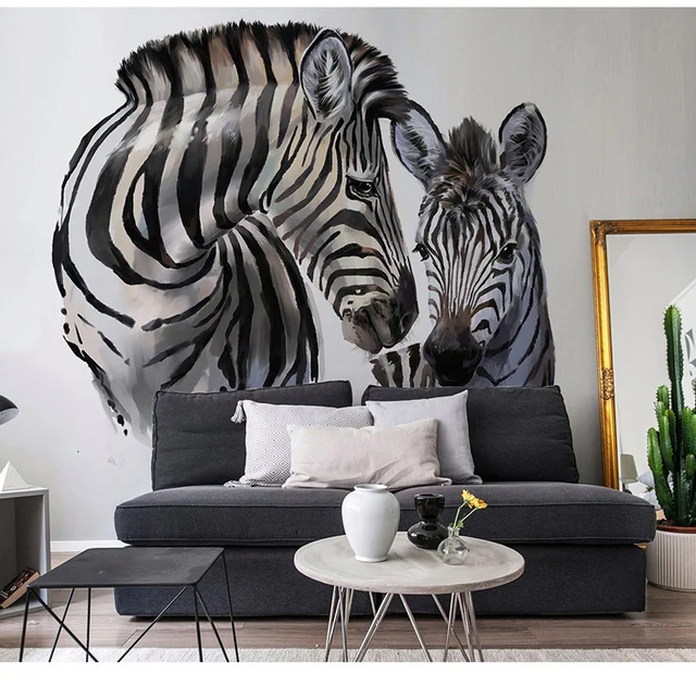 8d Zebra Stickers Wallpaper Mural Abstract Hand Painted Art Wall Walls For Living Room Sofa Background Decor