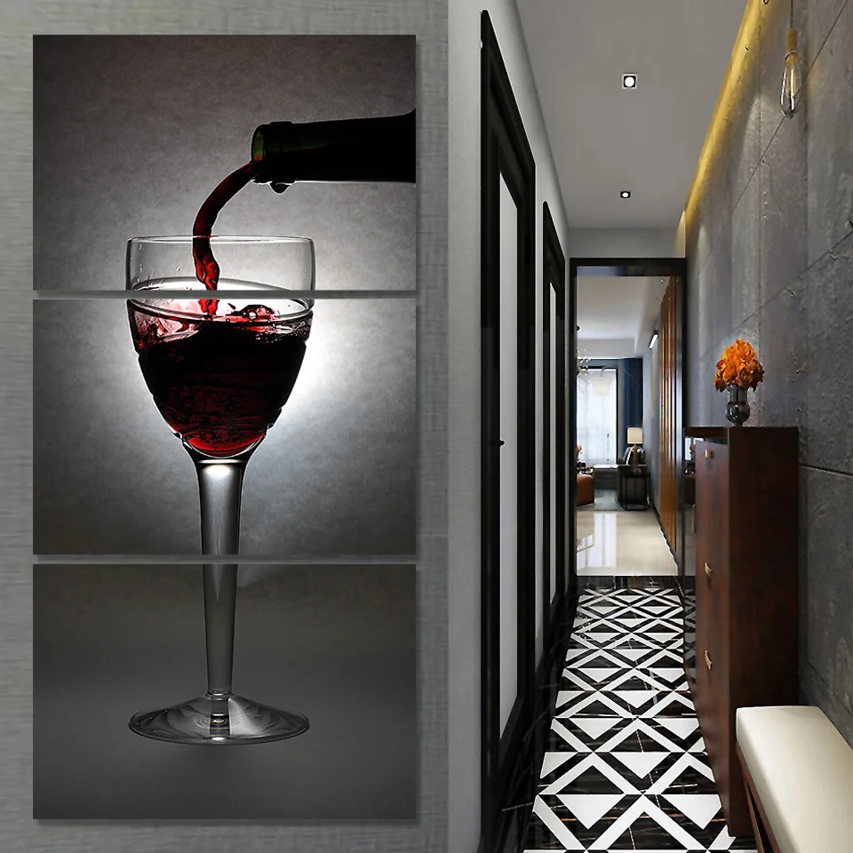 3 Панели Pour Wine Coolers Живопись Холст Настенная картина домашняя отделка кухни