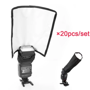 

20Pcs/Set Delivery Universal Foldable Speedlight Reflector Snoot Sealed Flash Softbox Diffuser Bender for YONGNUO 568EXII 580EX