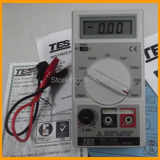 TES 1500 容量計/容量テスター (200pF/2nF/20nF/200nF/2 uf/20 uf /200 uf/2mF/20mF