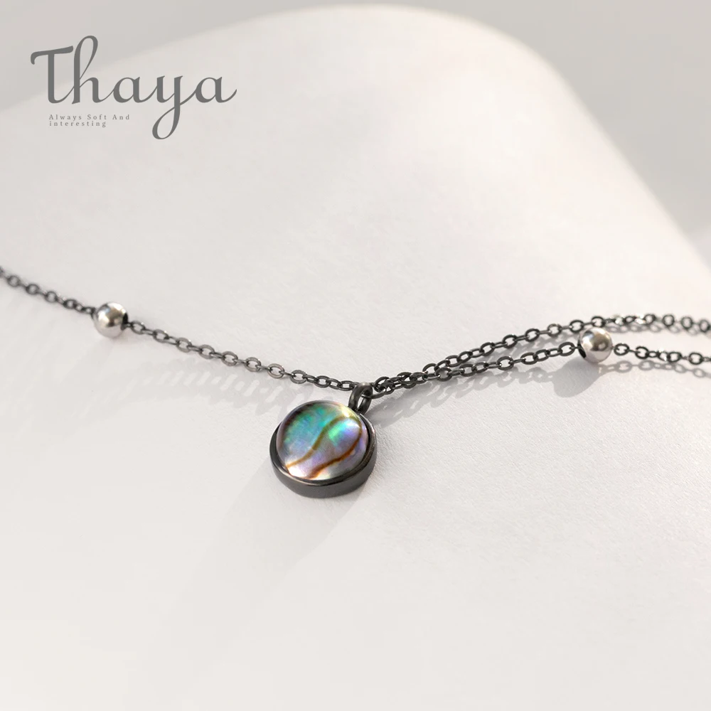 Thaya Star Planet Space Milky Way 100% s925 Серебряное ожерелье с подвеской Galaxy Crystal черная цепочка