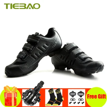 

Tiebao Cycling Shoes Sapatilha Ciclismo MTB Bike Bicycle SPD Bisiklet Pedals Shoes Breathable Self-locking MTB Riding Sneakes