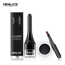 HENLICS Очаровательный водостойкий гель для глаз Eyeliner с макияжем Кисть Долговечный подводка для глаз Крем для макияжа Косметика в натуральном черном цвете