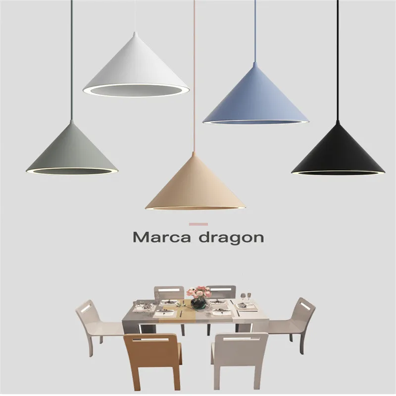 

Nordic Creative Macaron Restaurant LED Chandelier Personality Aluminum Aura Color Lamp Simple coffee Shop Lamps Free Shipping