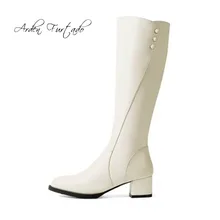 Arden Furtado/ г. Весна, осень, зима, натуральная кожа, на молнии, квадратный каблук 5 см, большие размеры 40-43, маленькие размеры 32, 33, жемчужные заклепки