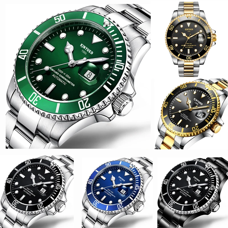 KINYUED Brand Men Mechanical Watch Automatic Role Date Fashione luxury Submariner Clock Male Reloj Hombre Relogio Masculino
