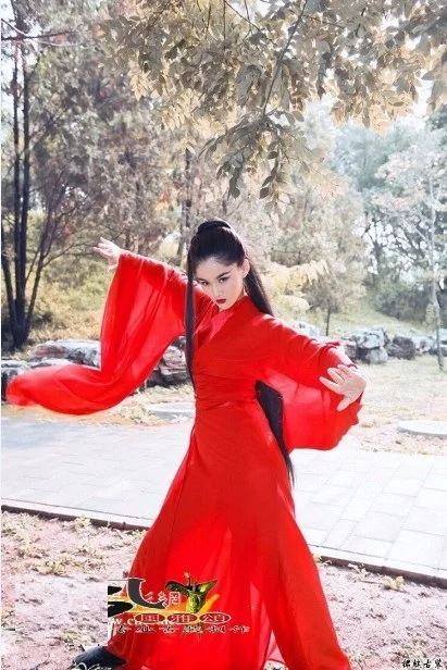 Lin Qingxia Angelababy Hanfu, женский костюм, красный, меч-леди, костюм для Донг Фанг бу Баи, для телевизионной игры, улыбающийся, горд, Странник - Цвет: photography 165cmH