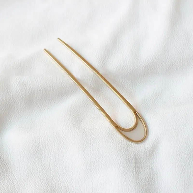 Women Girls Japanese Style Metal Alloy U-Shape Hair Clip Vintage Metallic Hairpin Chignon Stick Hairstyle Curved Updo Hair Fork