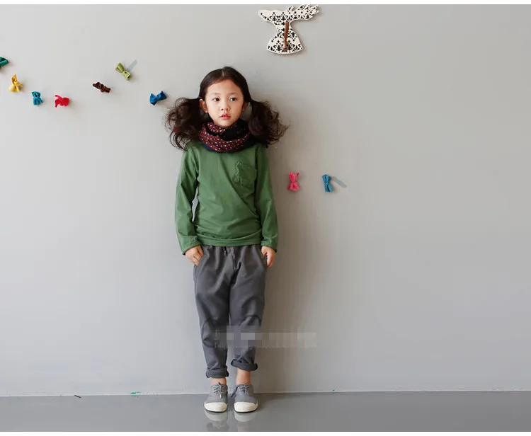 Spring Autumn 2-7 8 9 10 Years Solid Color Cotton Drawstring Child Baby Kids Unisex Sports Long Trousers Pants For Boy Girl