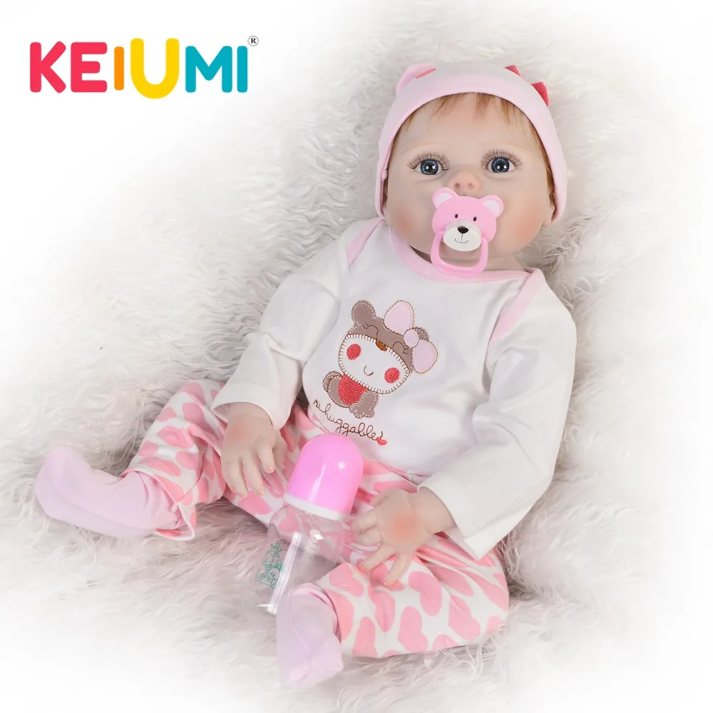 Очаровательные силиконовые куклы Новорожденные KEIUMI 23 дюйма 57 см моющиеся