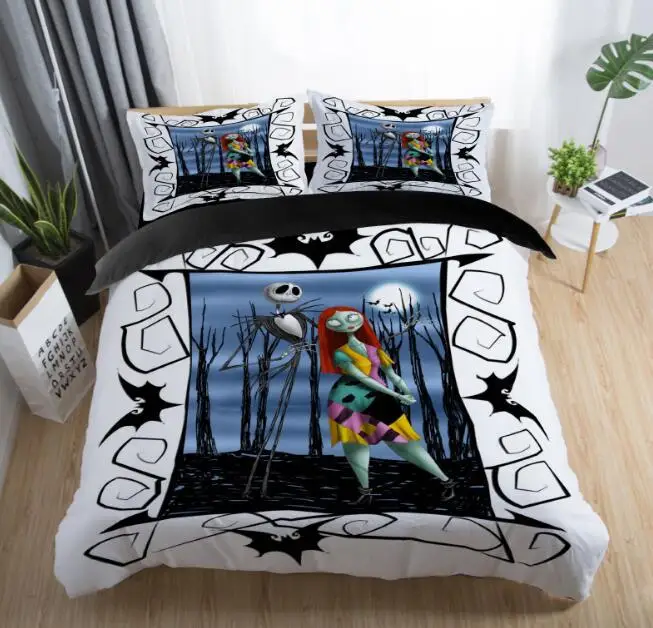 Home New The Nightmare Before Christmas Duvet Cover Set Twin Full Queen King Single Double Cartoon Bedding Set - Цвет: Белый