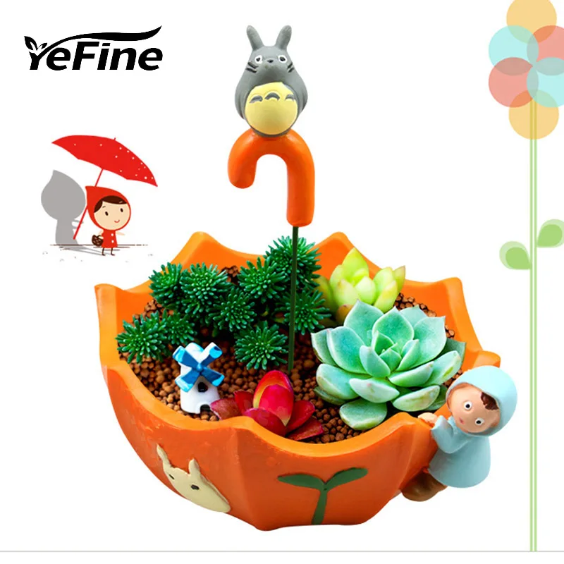 YeFine смоляные горшки для цветов декоративный мультяшный зонт кашпо суккулентных