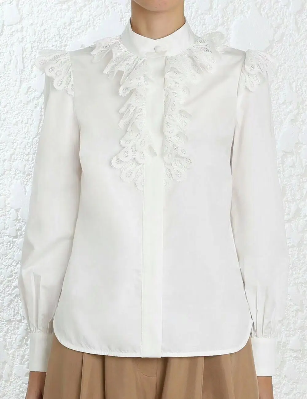 Для женщин белый неукротимая Battenburg футболка с кружевной отделкой