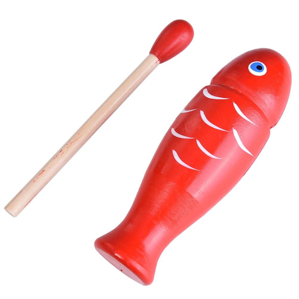 Red Wooden Fish Shape Instrument Percussion Instrument Kids Musical