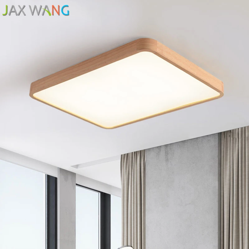 Japanese LED Ceiling Lights Living Room Solid Wood Lamp Simple Bedroom Restaurant Corridor Square Lighting Fixtures | Лампы и