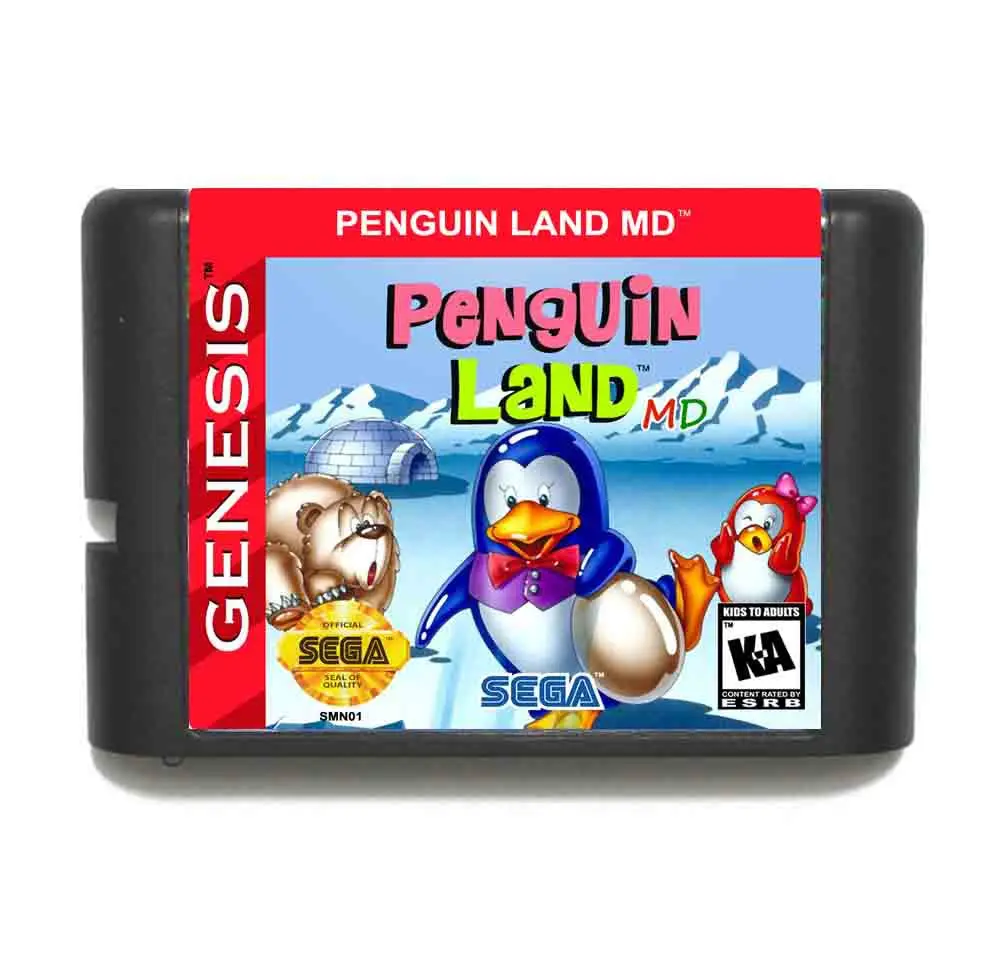 Пингвин Land 16 бит MD карточная игра с коробку для Sega megadrive/Genesis