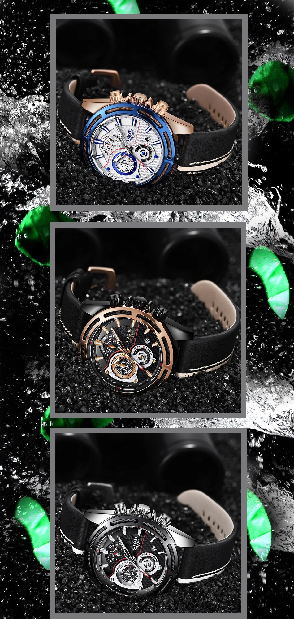 Relojes марта 2019 LIGE новые модные мужские наручные часы кожаные спортивные кварцевые часы водонепроницаемые мужские военные хронограф большие