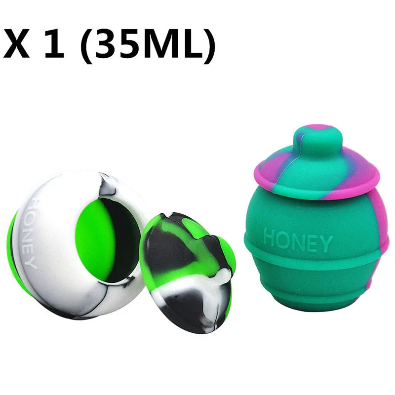 JX-LCLYL 1x 35ML Silicone Honey Pots Concentrate Oil Wax Dab Containers Jars Nonstick