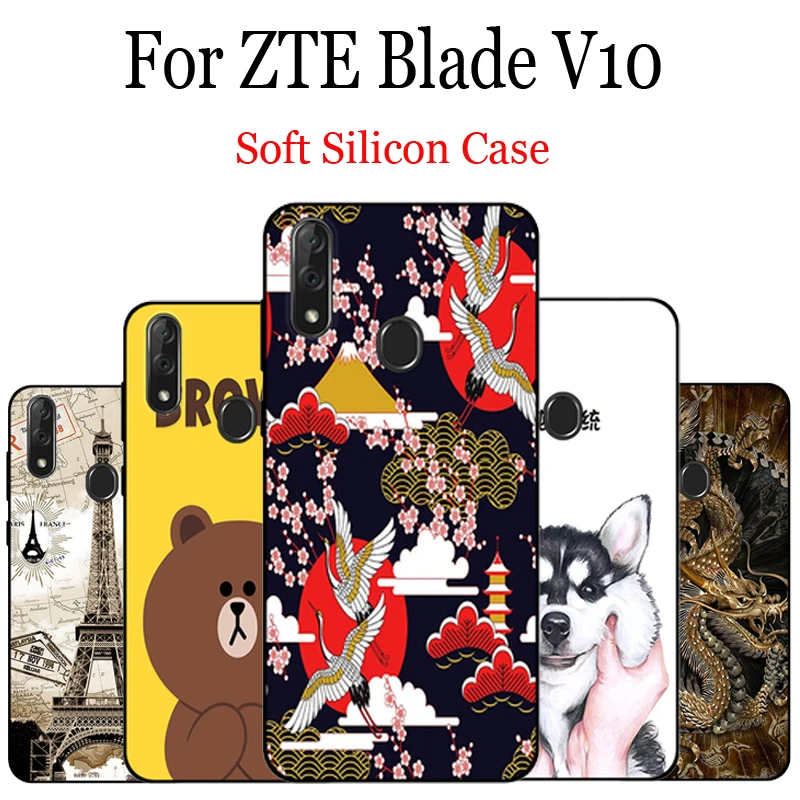 

Dog Cartoon Painted Soft Shell Back Cover For ZTE Blade V10 Soft Silicone TPU Cover Case For ZTE Blade V10 Funda Coque BladeV10