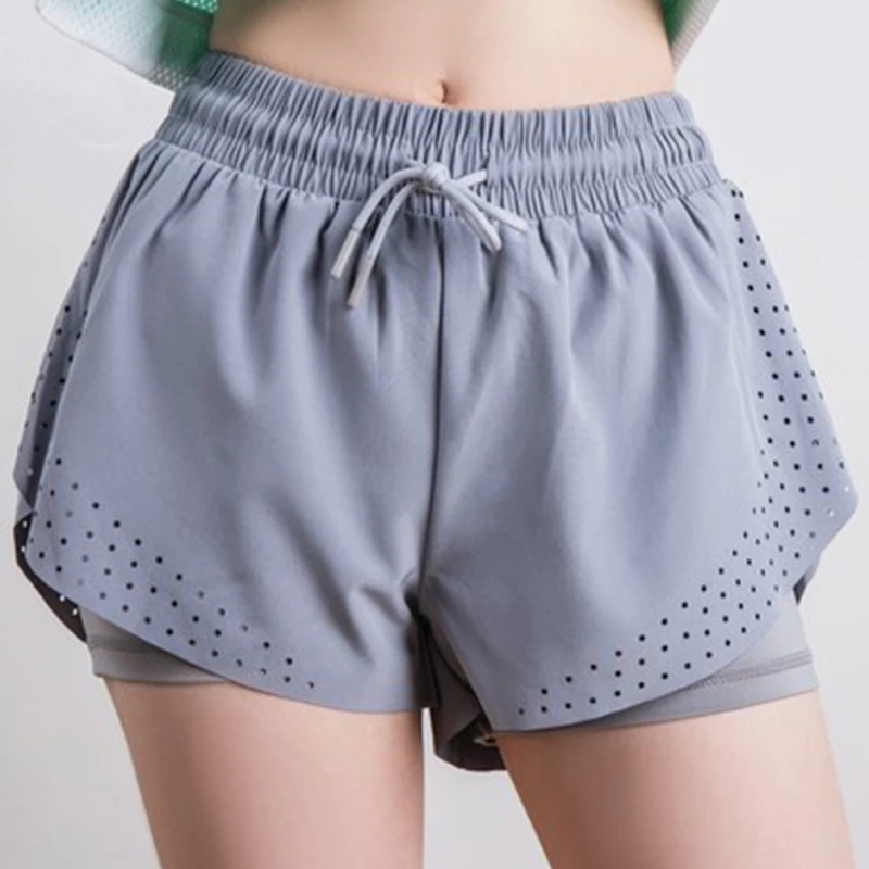 

Pure Color Variety of Women's Shorts 2019 Summer New Running Breathable Double Shorts Women Loose Tie Casual Shorts
