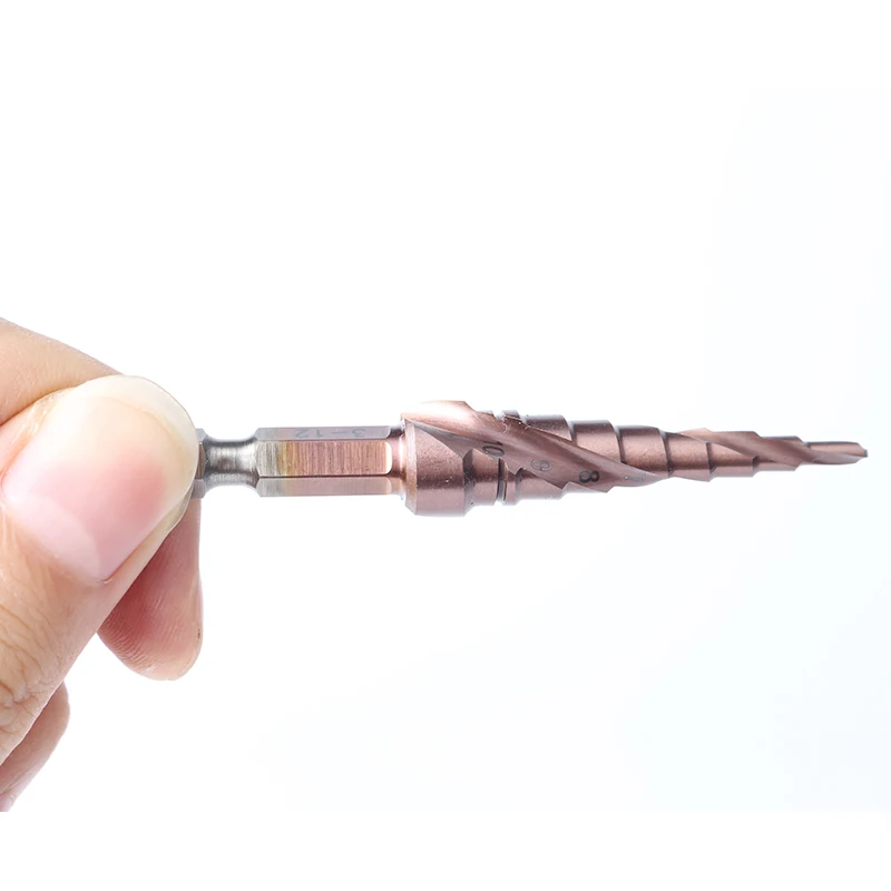 HSS CO M35 Hex Shank 3-12MM Spiral Groove Broca Metal Step Cone Drill Bit Stainless Steel Hole Saw Cutter Wood Power Tool