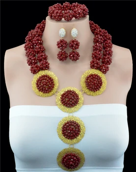 

2016 Fashion Crystal Ball Costume Jewellery Nigerian Wedding African Beads Jewelry Set HD0701