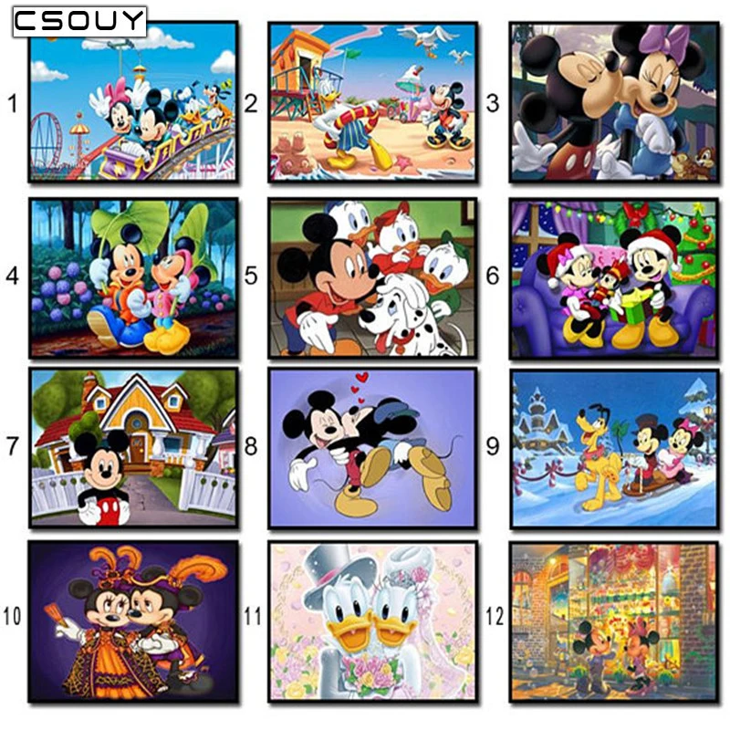 

5D Diy Diamond Embroidery Happy Mouse & Duck Diamond Painting Cross Stitch Full Square & Round Drill Mosaic Decoration Stickers