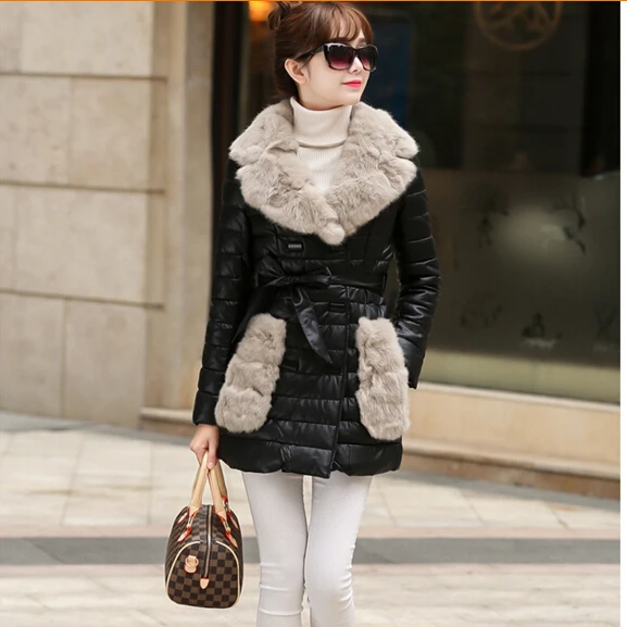 Cheap 2015 Winter Jacket Women's Fashion Long Seto Rabbit Hair Together Cultivate One Morality Warm Down Cotton-padded Jacket Overcoat