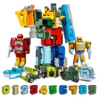 10Pcs Creative Assembling Educational Blocks Action Figure Number Transformation Robot Deform Plane Car Gift Toys for Children 1