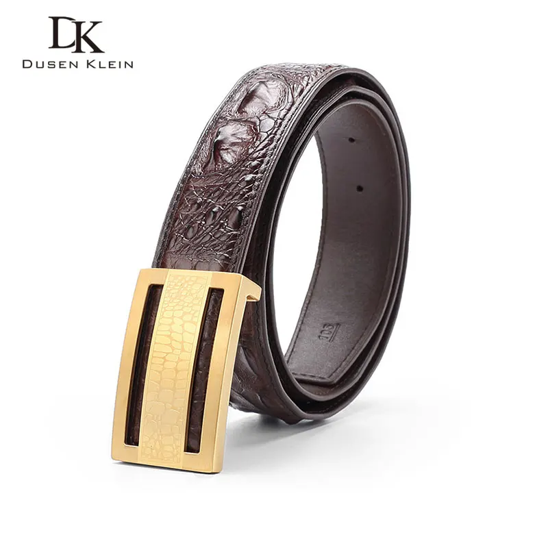 

Men Crocodile Leather Belt Real Leather Stainless Steel Buckle Belts Luxury Waist Strap black/brown DK-127