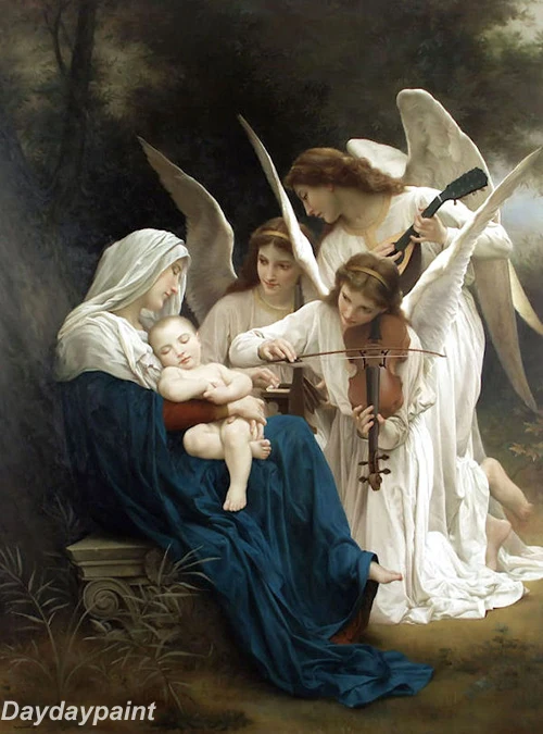 Hand-Painted-Famous-Oil-Painting-on-Canvas-Song-of-the-Angels-FREE ...