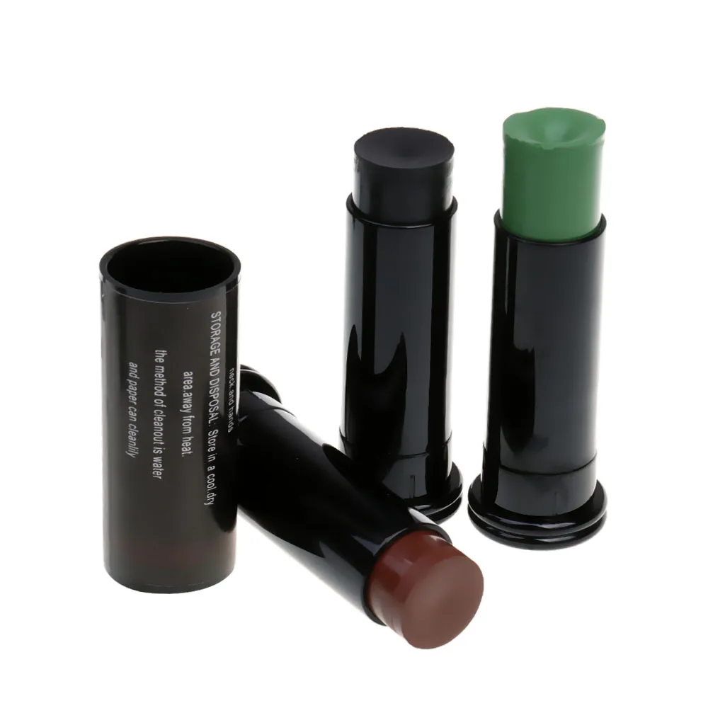 Pack of 3pcs Army Camo Face Body Paint Cream Stick Black Green Brown 7.8cm/3'' for Outdoor Field CS Tactical Colors Equipment