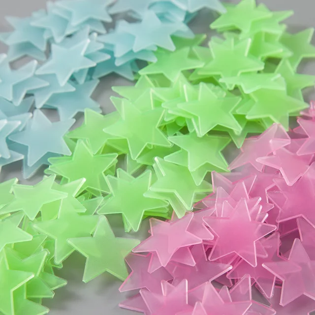 100-6pcs Pvc Stars Glow Stickers Luminous In Dark Night