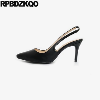 

Shoes Closed Toe Strap Women Sandals 2018 Summer Stiletto High Heels Large Size Slingback Black Pumps Nude Work Ladies Slip On