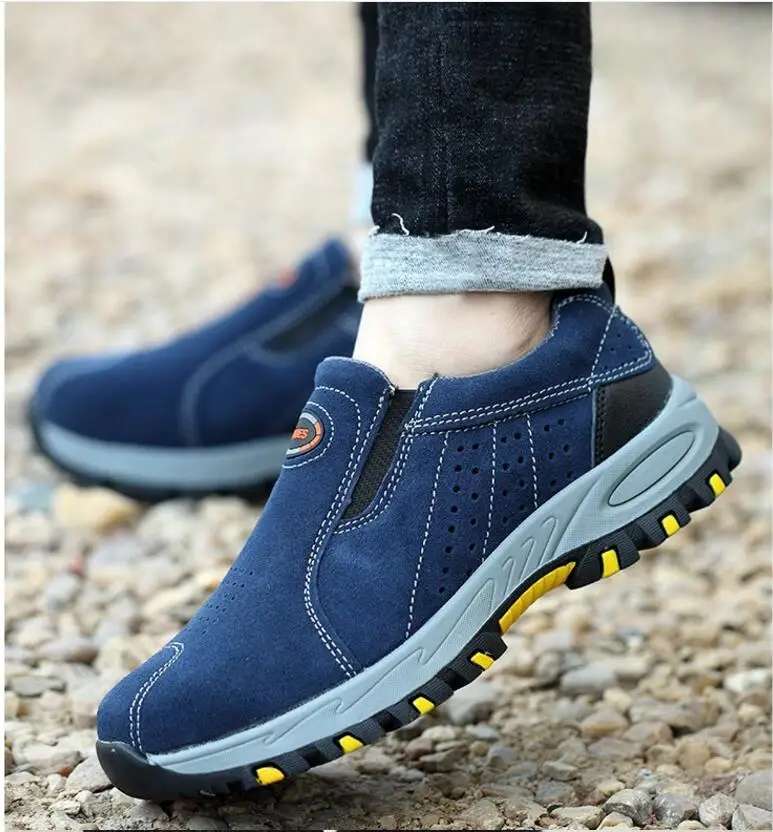 Steel Toe Safety Work Shoes Men 2018 Fashion Summer Breathable Slip On Casual Boots Mens Labor Insurance Puncture Proof Shoe
