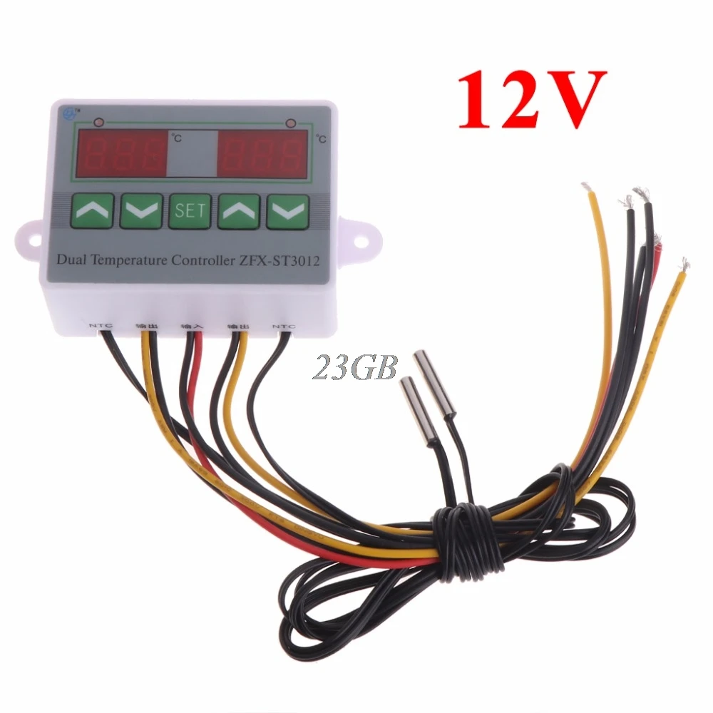 

220V 12V 24V Digital Dual Temperature Controller Thermostat Incubator Dual Probe M24