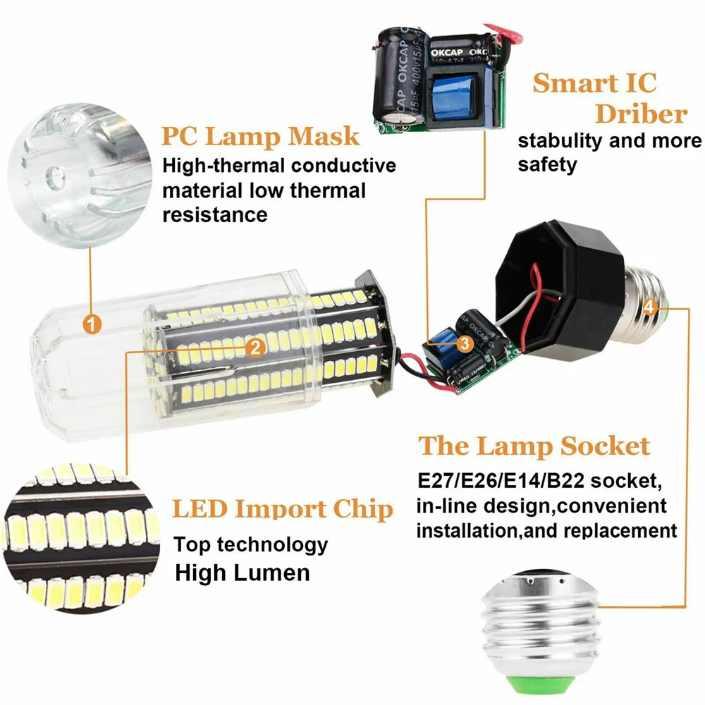 Светодиодный лампочки «Кукуруза» 22-162 светодиодный s E27 E14 B22 штык 5730 SMD 9 Вт 12 Вт 13 Вт 15 Вт домашняя декорационная Лампа AC 110 V 220 V AC 85-265 V